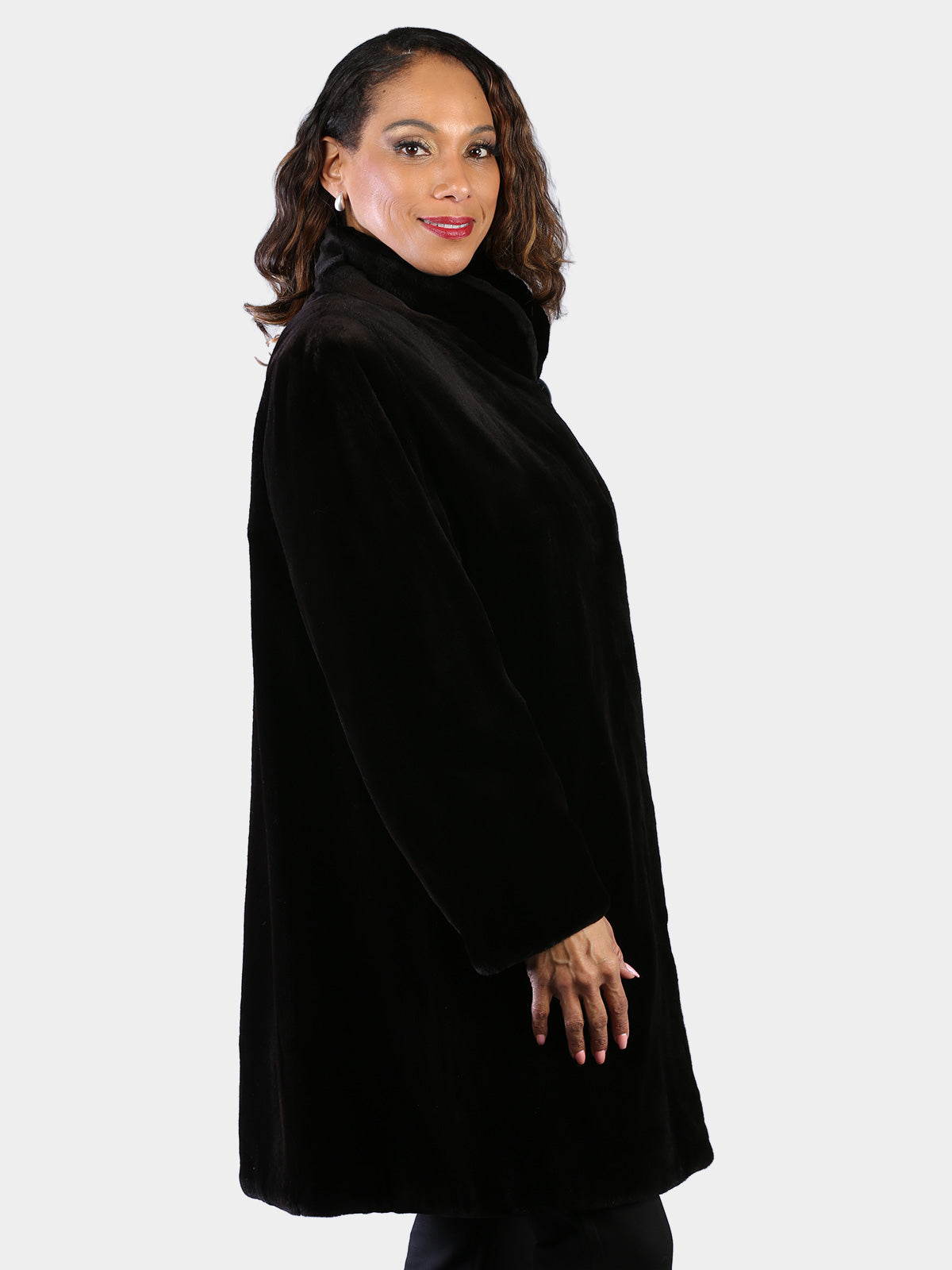 Woman's Dyed Black Sheared Mink Fur Stroller
