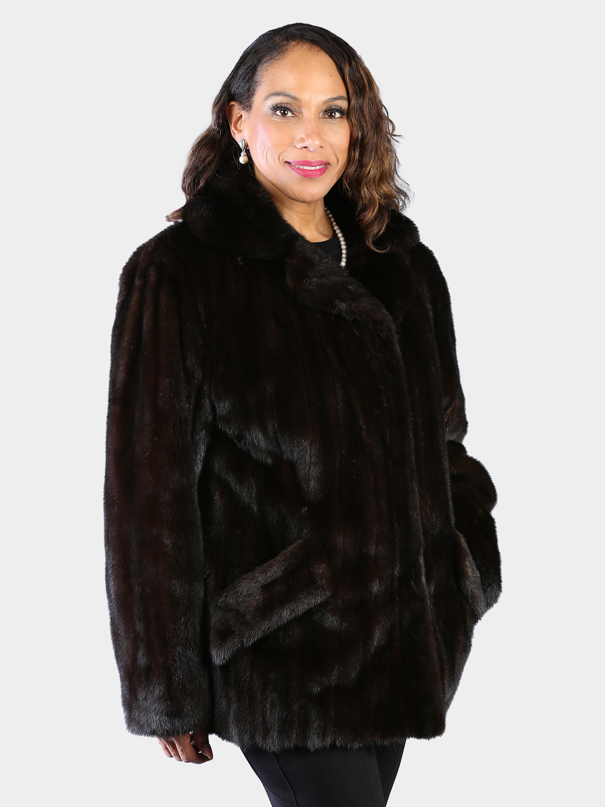 Woman's Natural Deep Mahogany Female Mink Fur Jacket