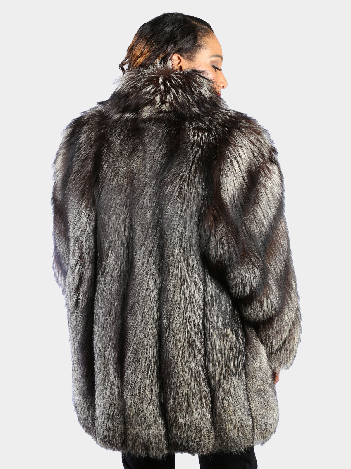 Woman's Natural Silver Fox Fur Stroller