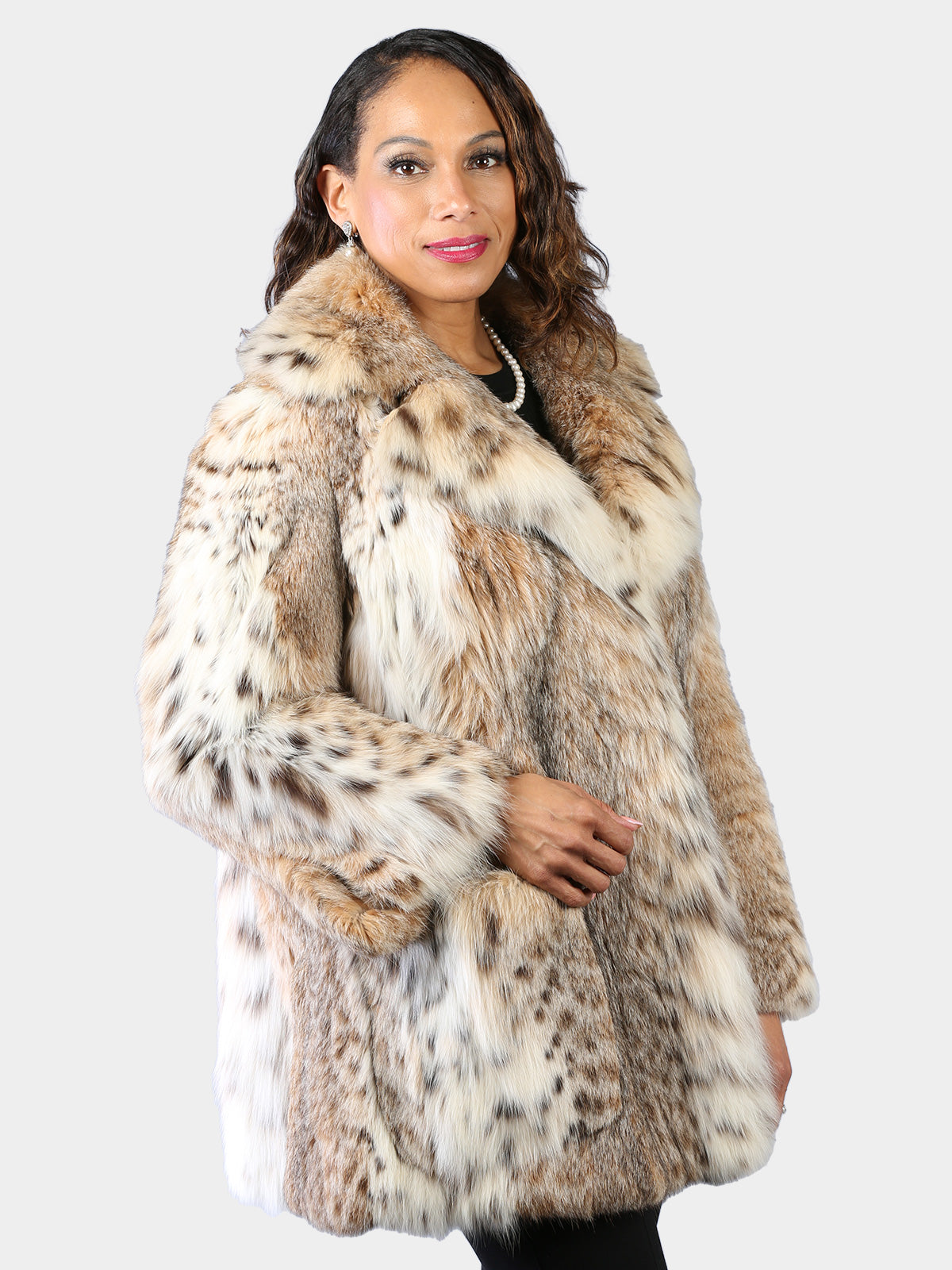 Woman's Natural Cat Lynx Fur Jacket