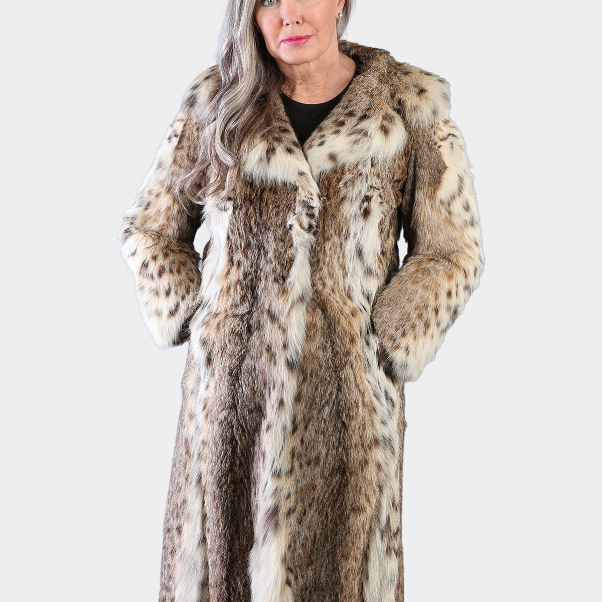 Woman's Vintage Natural Cat Lynx Fur Coat