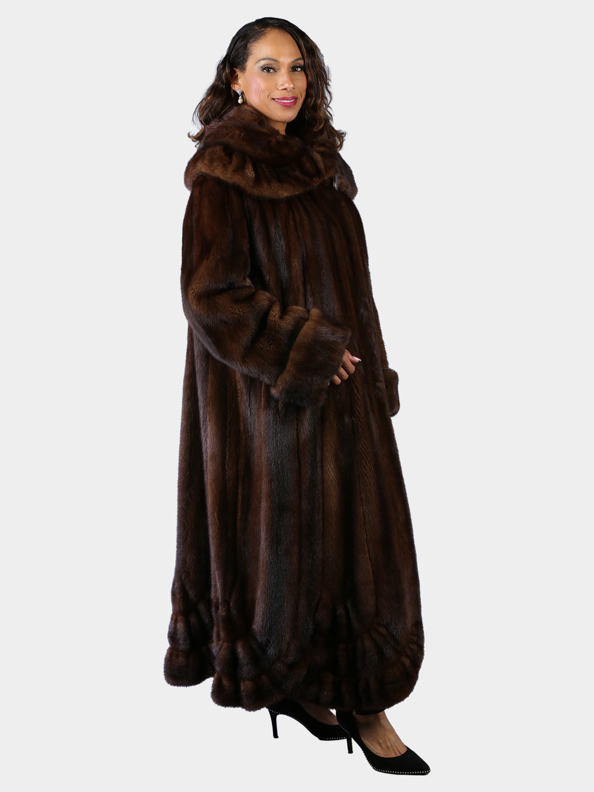 Woman's Plus Size Natural Mahogany Female Mink Fur Coat
