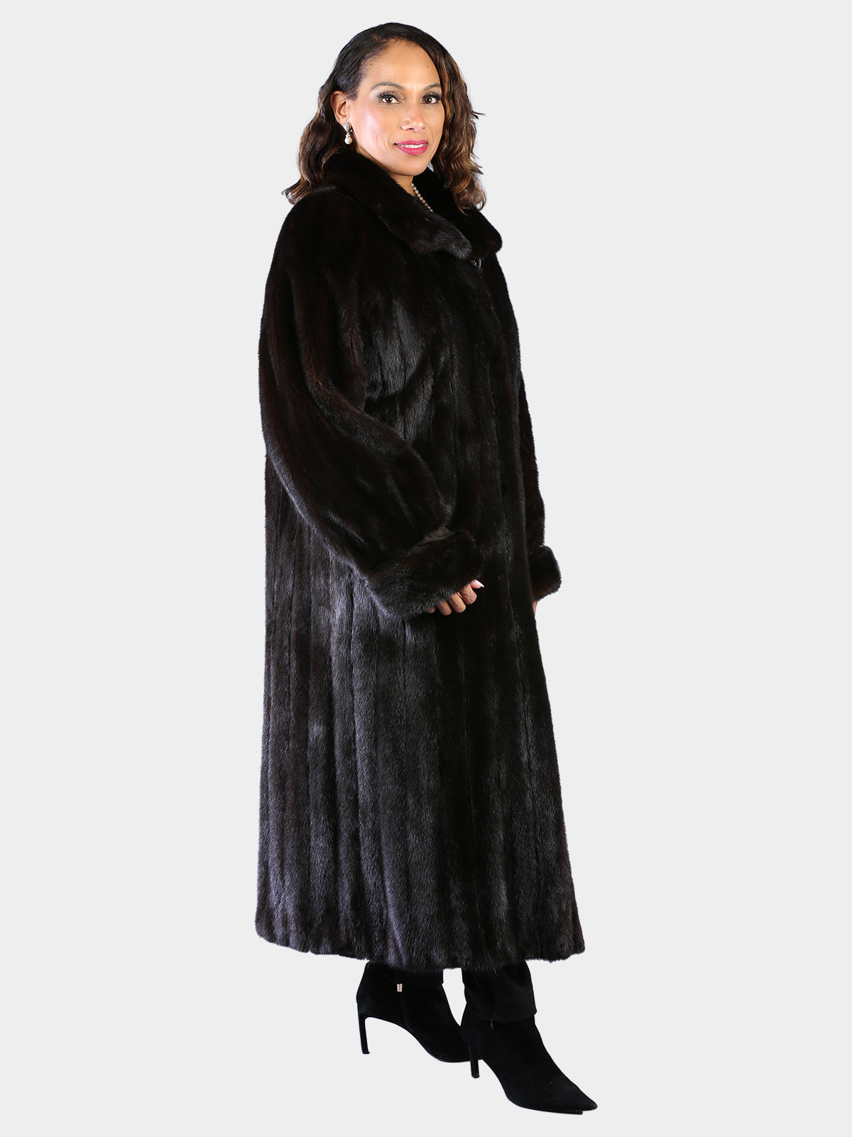 Woman's Natural Deep Mahogany Mink Fur Coat