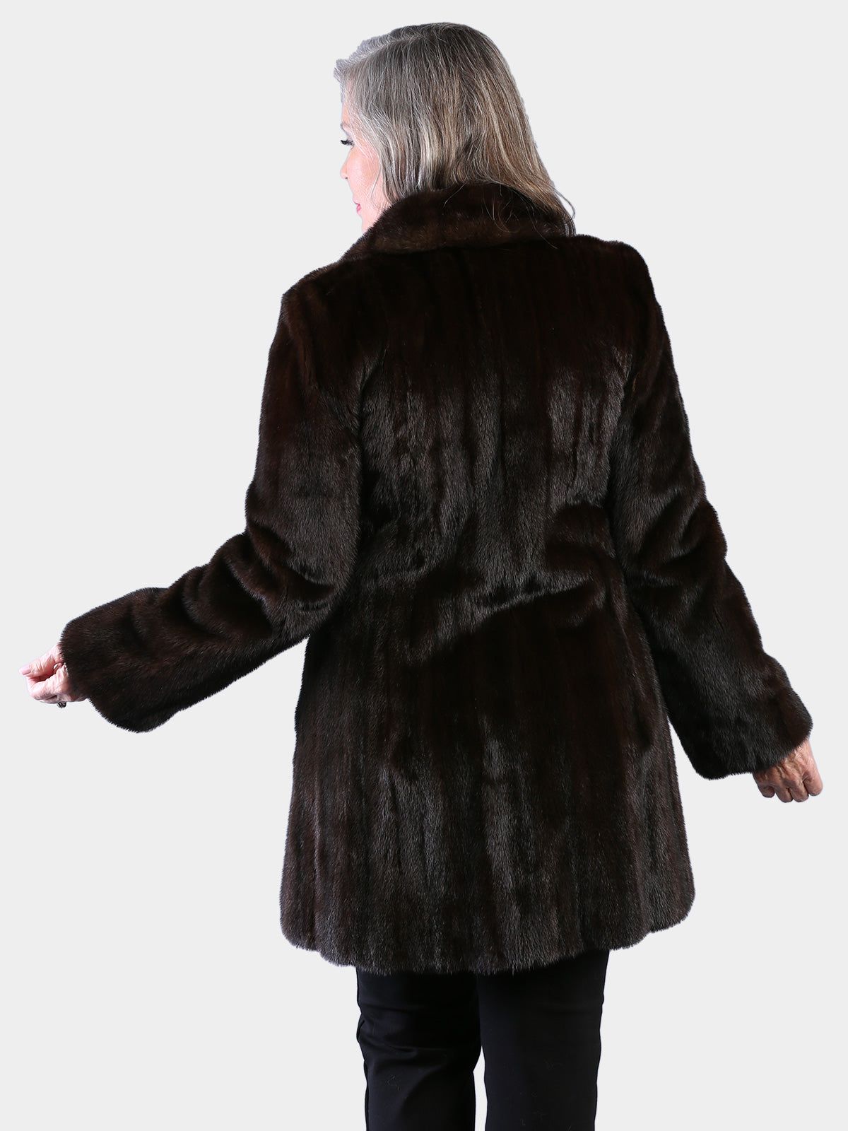 Woman's Natural Mahogany Female Mink Fur Stroller Reversing to Bronze Rain Taffeta