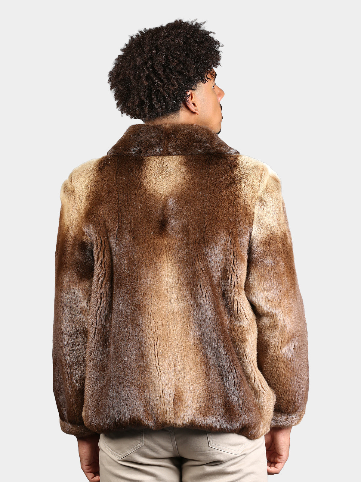 Man's Bomber Style Natural Otter Fur Jacket