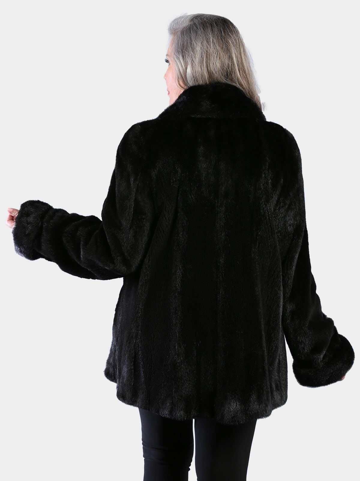 Woman's Natural Ranch Semi Sheared Female Mink Fur Jacket