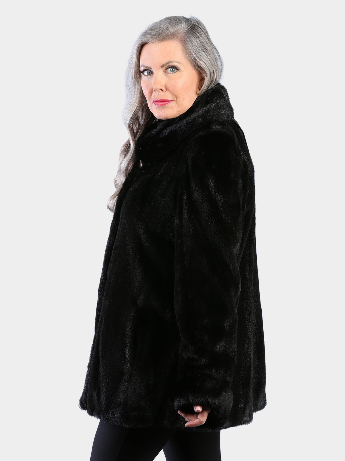 Woman's Natural Ranch Semi Sheared Female Mink Fur Jacket
