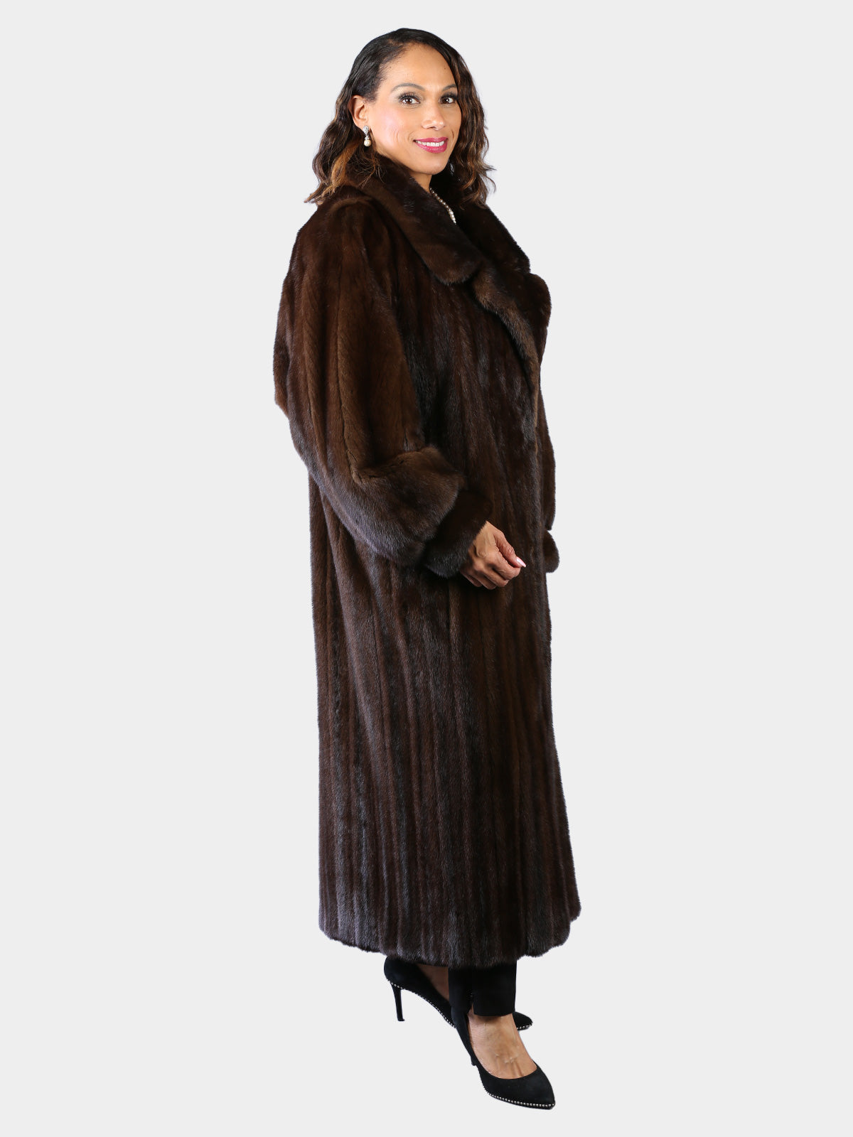 Woman's Plus Size Natural Mahogany Female Mink Fur Coat