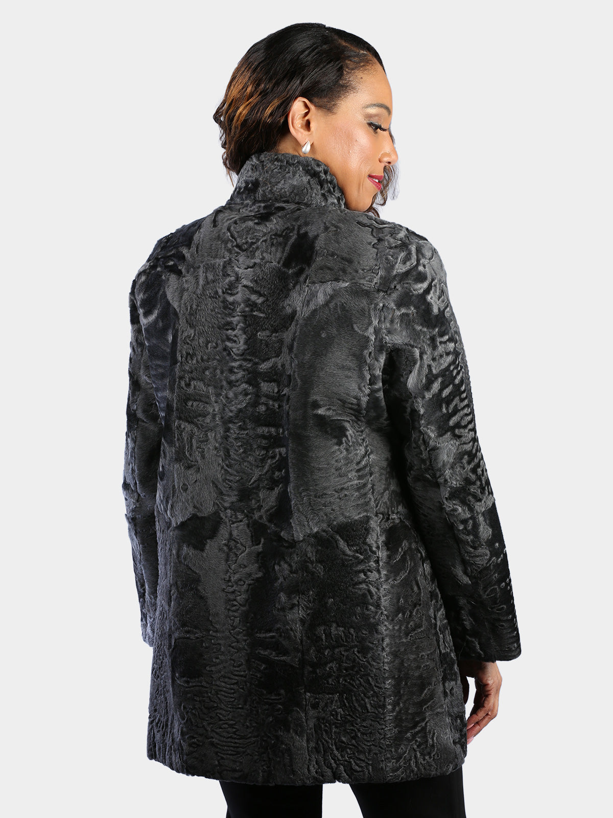 Woman's Dyed Grey Swakara Lamb Jacket