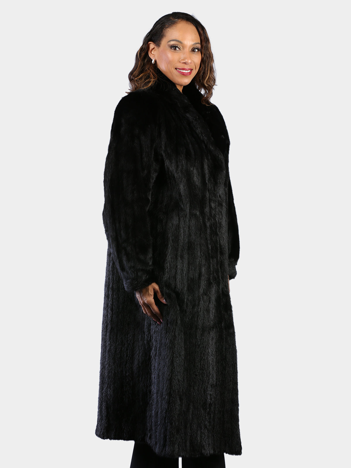 Woman's Dyed Black Ranch Female Mink Fur Coat