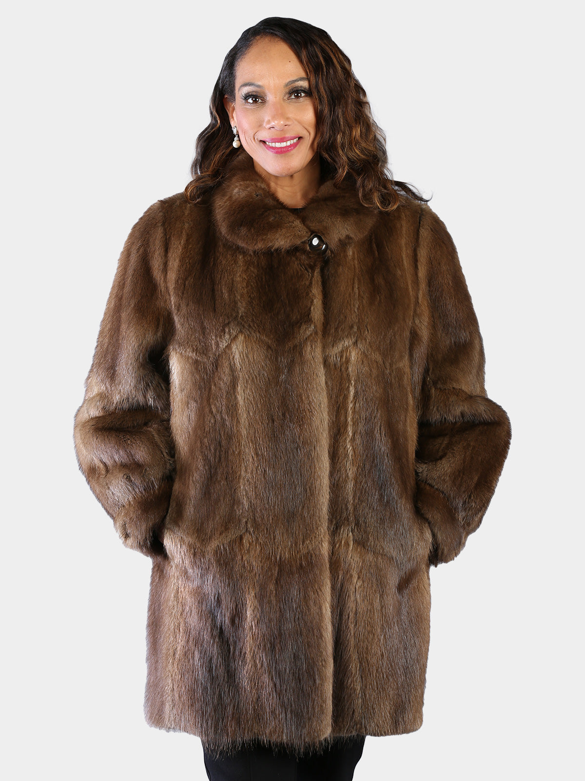 Woman's Natural Muskrat Fur Coat