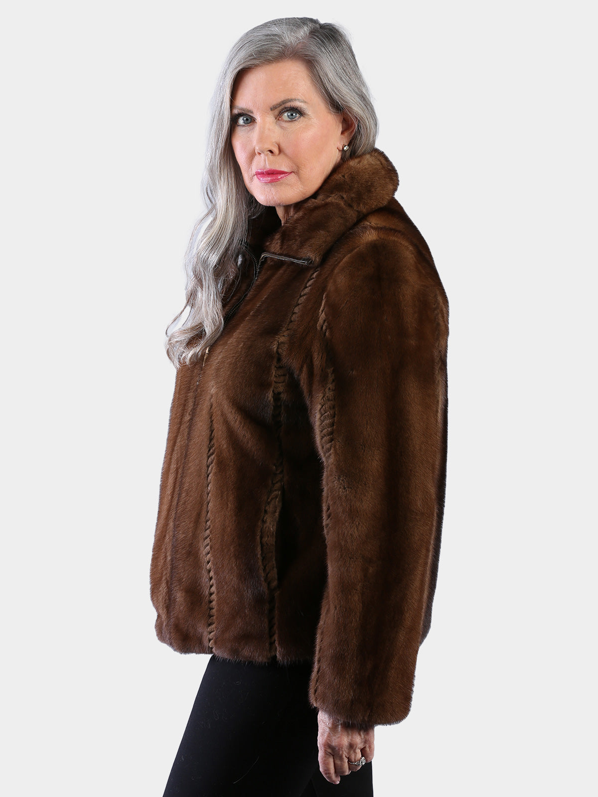 Woman's Demi Buff Female Mink Fur Jacket (Reversible)
