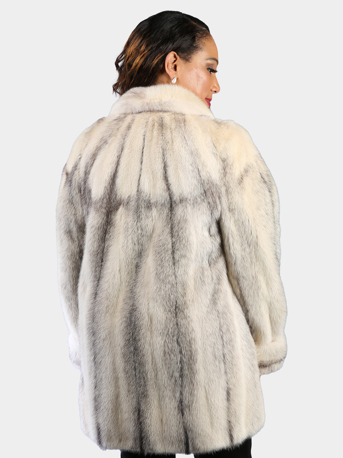 Woman's Natural Black Cross Mink Fur Stroller