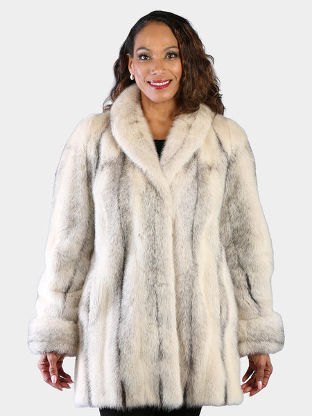 Woman's Natural Black Cross Mink Fur Stroller