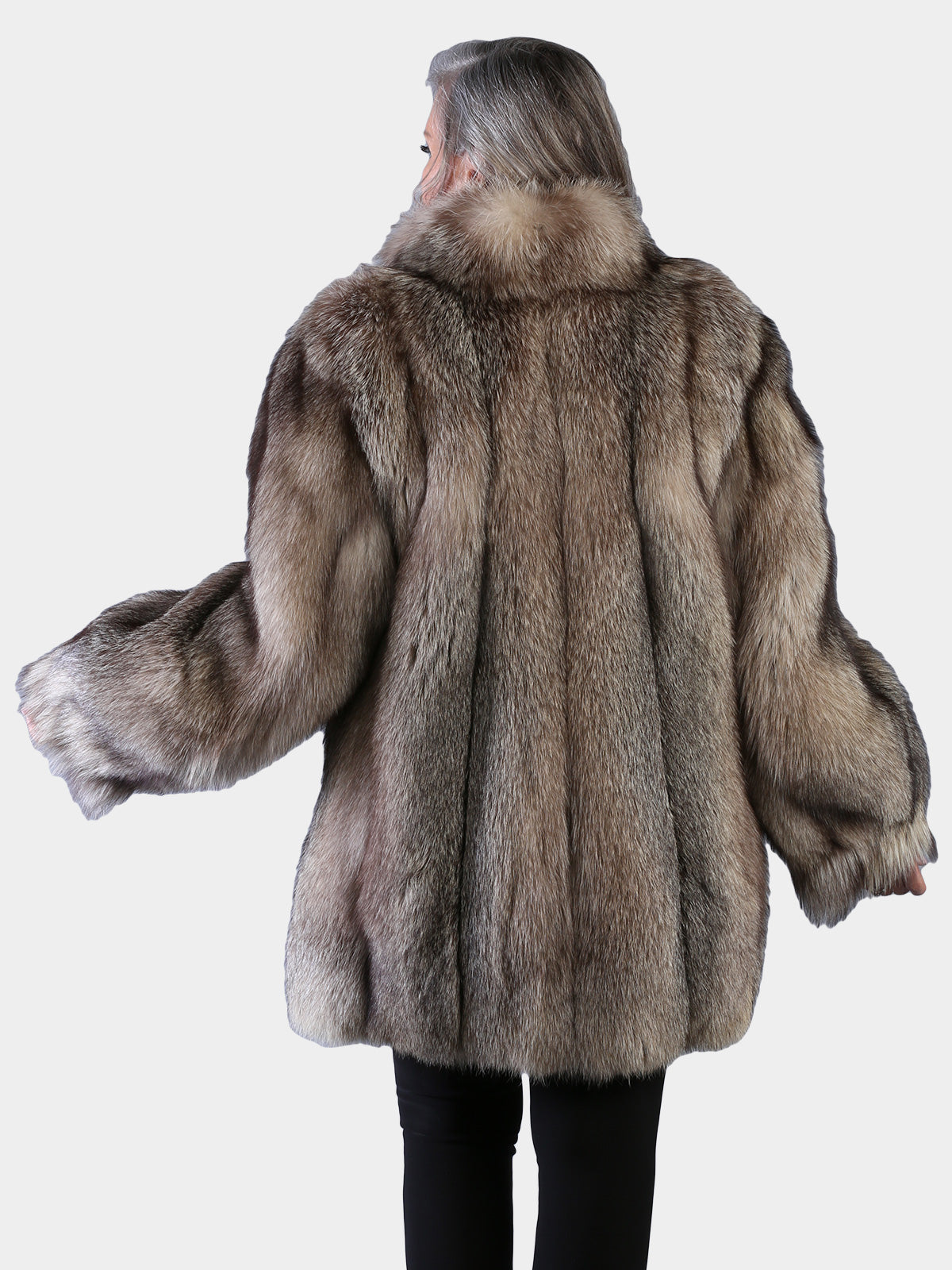 Woman's Natural Indigo Fox Fur Stroller
