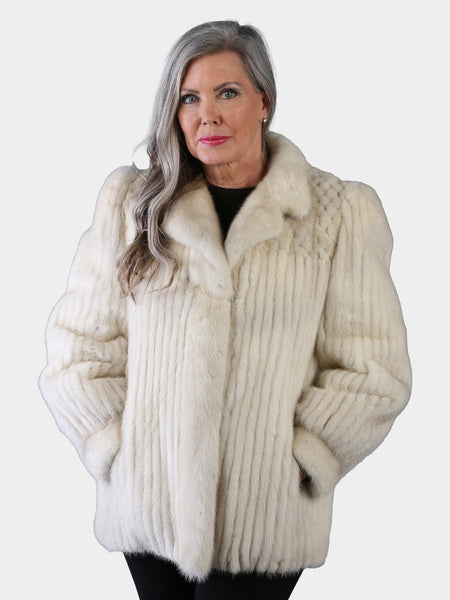 Woman's Natural Azurene Mink Fur Cord Cut Jacket