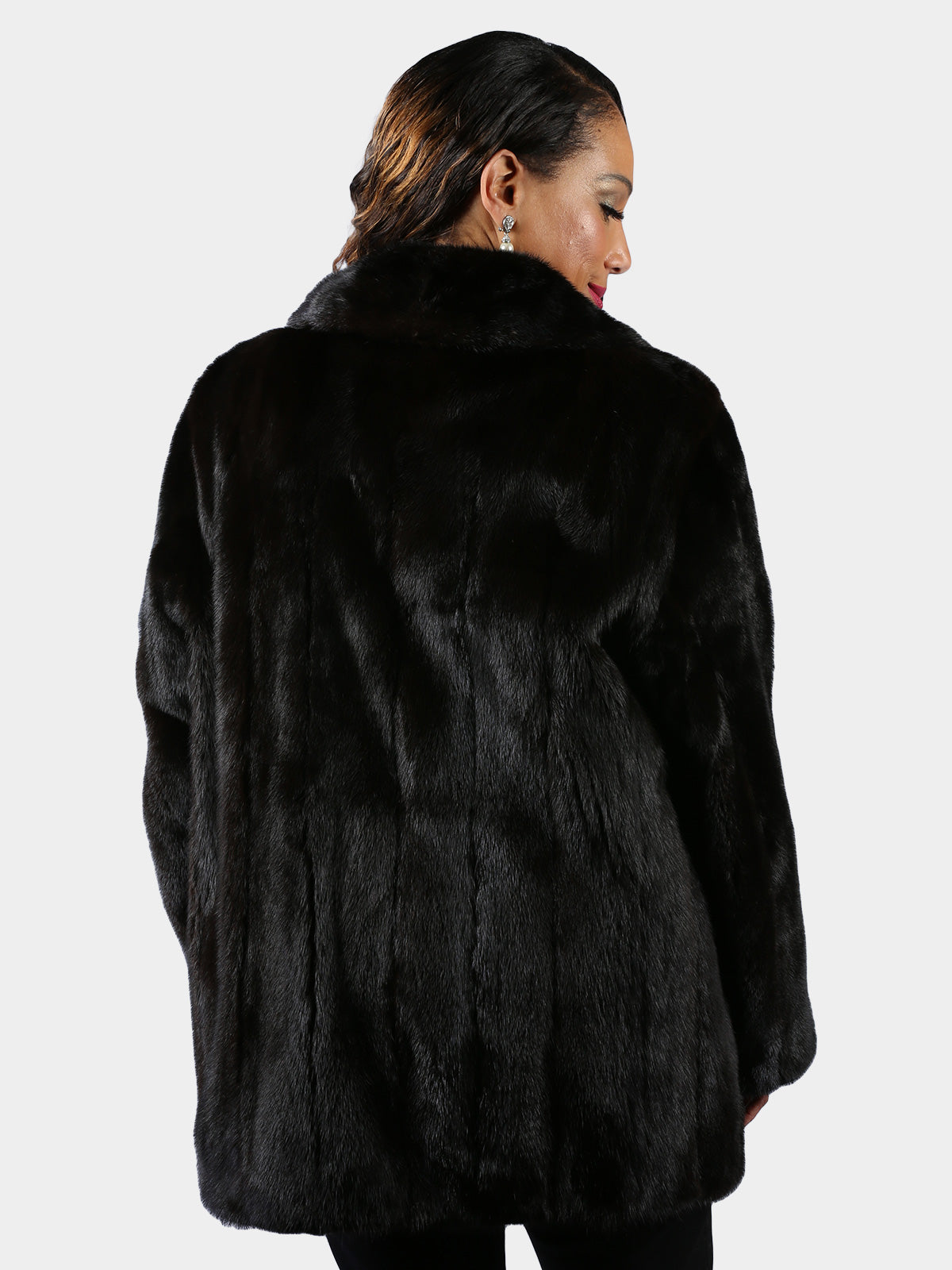 Woman's Plus Size Natural Deepest Mahogany Mink Fur Unisex Style Jacket