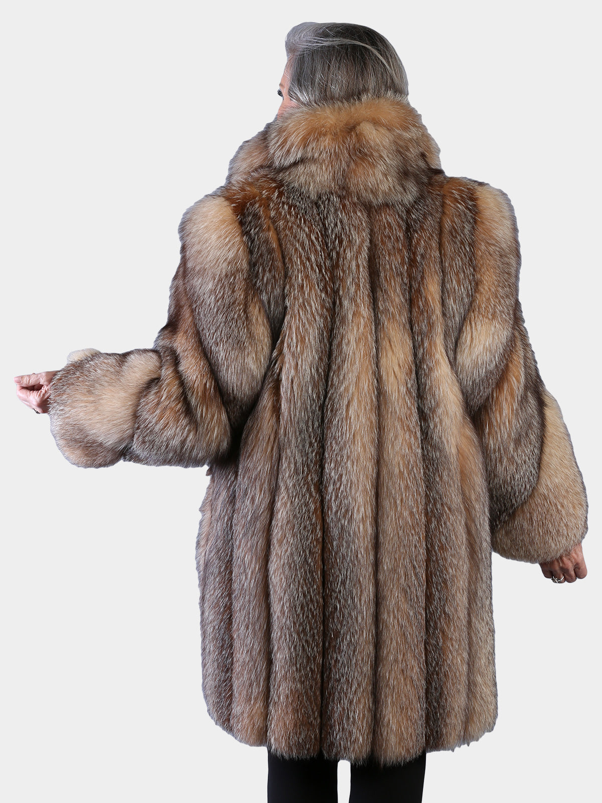 Woman's Natural Crystal Fox Fur 3/4 Coat