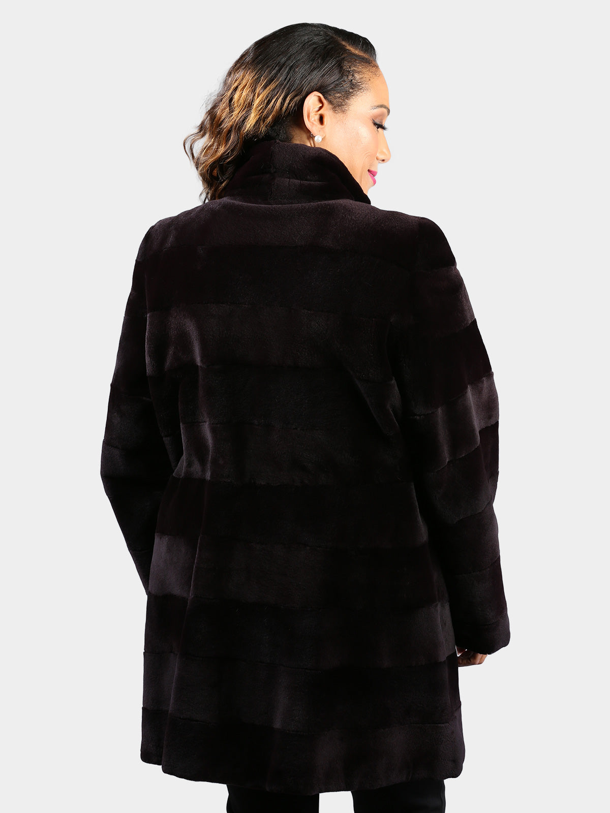 Woman's Dyed Deep Purple Sheared Mink Fur Stroller by Gorski Montreal (Reversible)