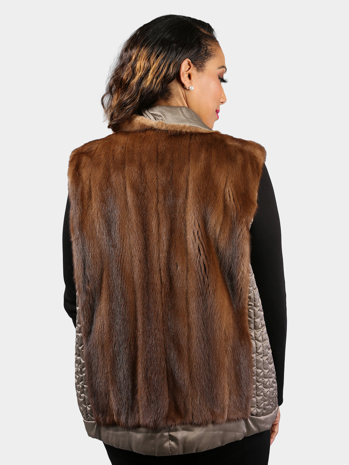 Woman's Natural Lunaraine Female Mink Fur Vest (Reversible)
