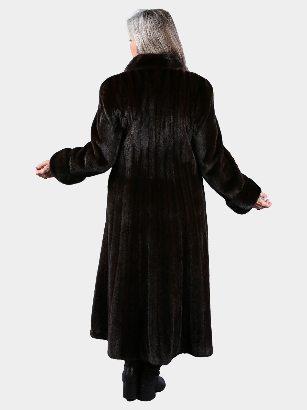 Woman's Natural Deep Mahogany Female Mink Fur Coat by Louis Feraud