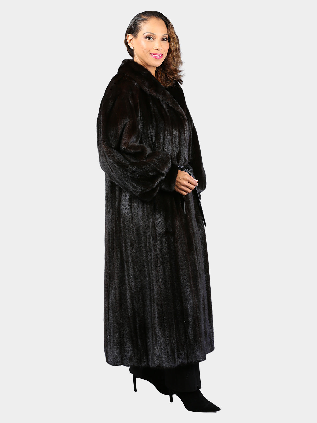 Woman's Natural Deepest Mahogany Female Mink Fur Coat
