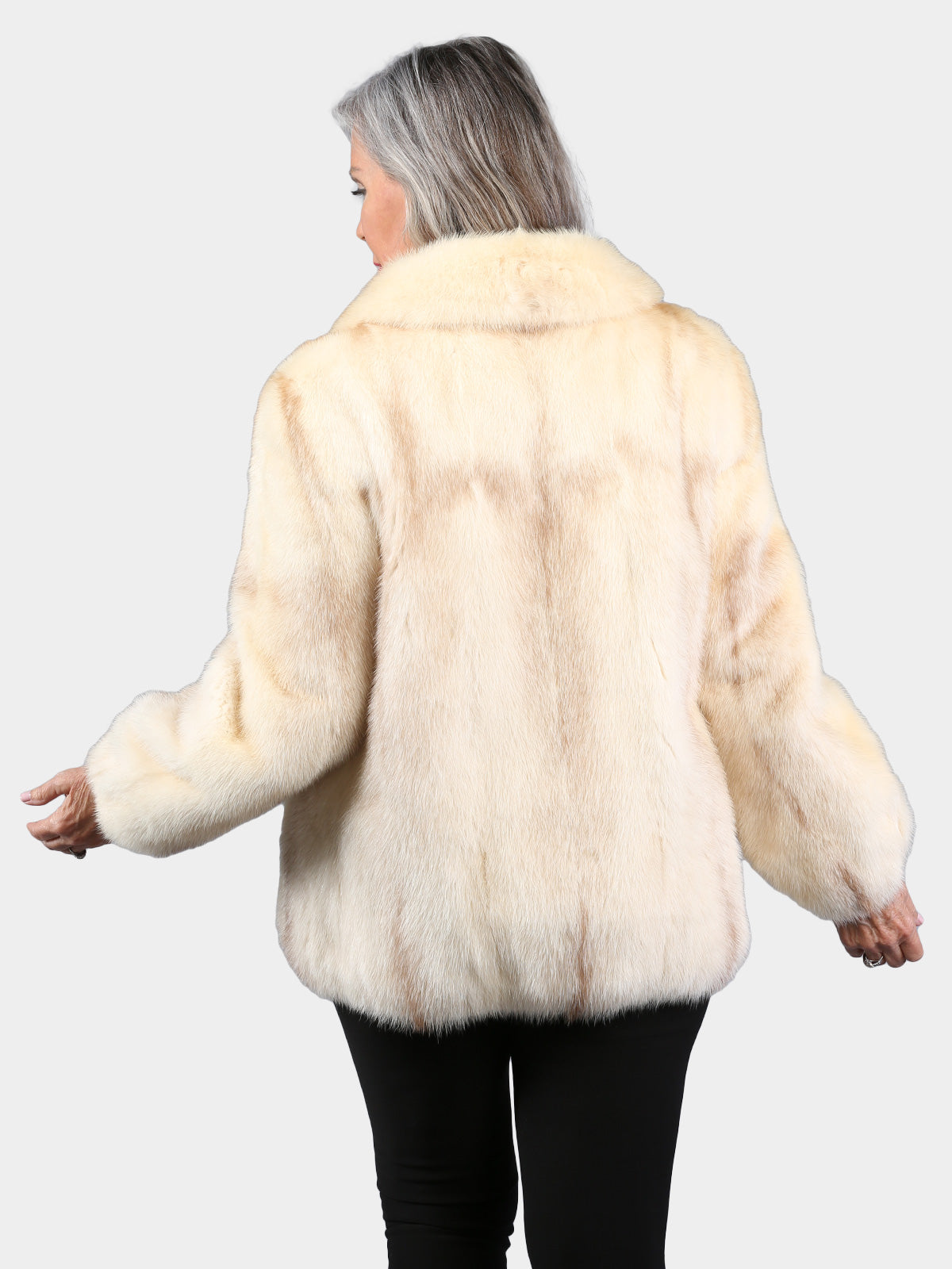 Woman's Natural Brown Cross Mink Fur Jacket