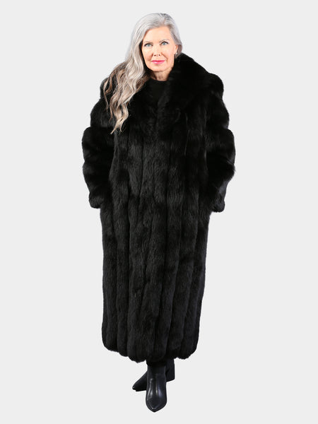 サガフォックス♥ユキベルファム 高級ミンクコート11号L ブラック Woman's Dyed Black Fox Fur Coat