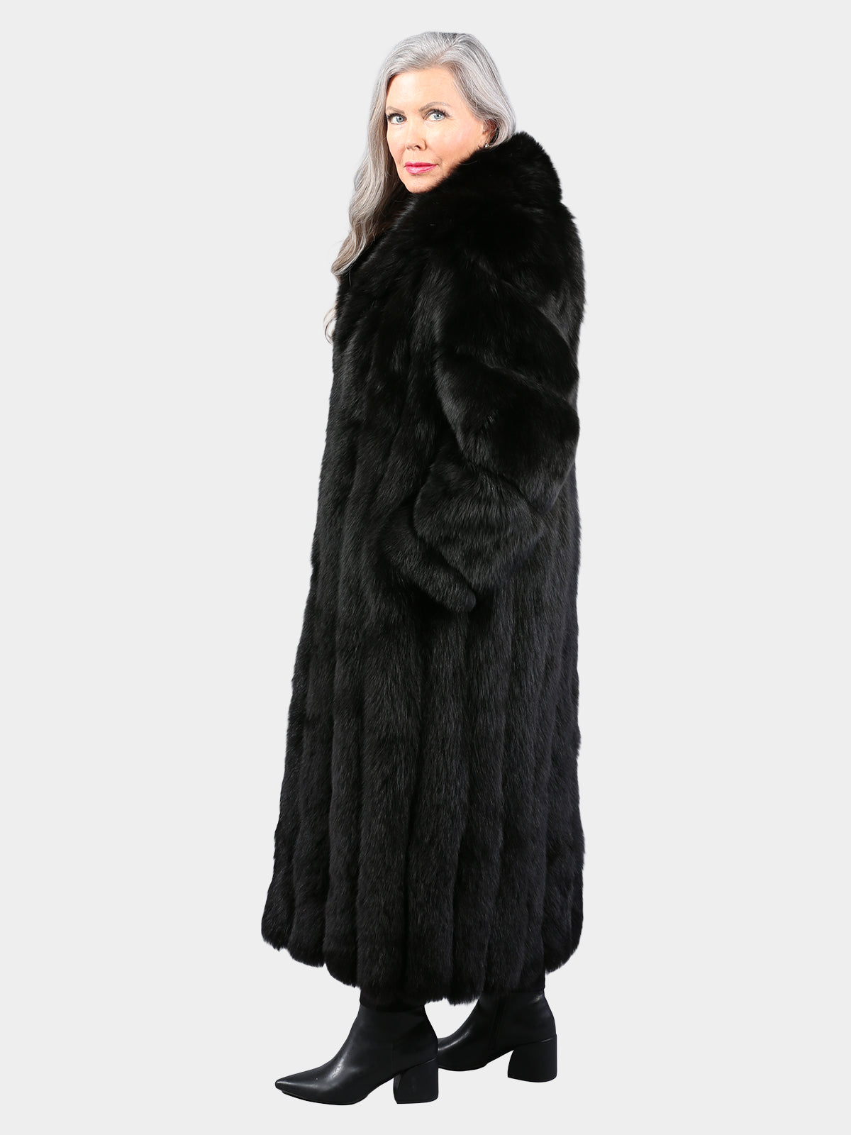 Woman's Dyed Black Fox Fur Coat