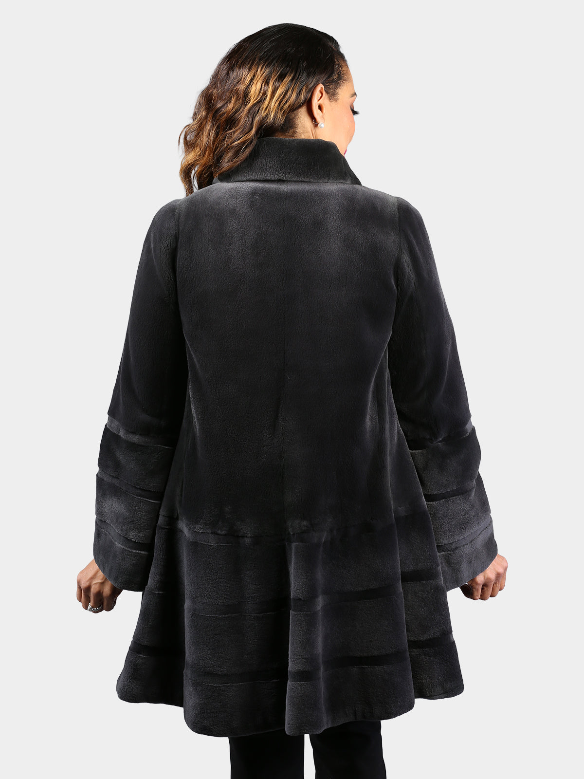 Woman's Dyed Dark Grey Sheared Mink Fur Stroller