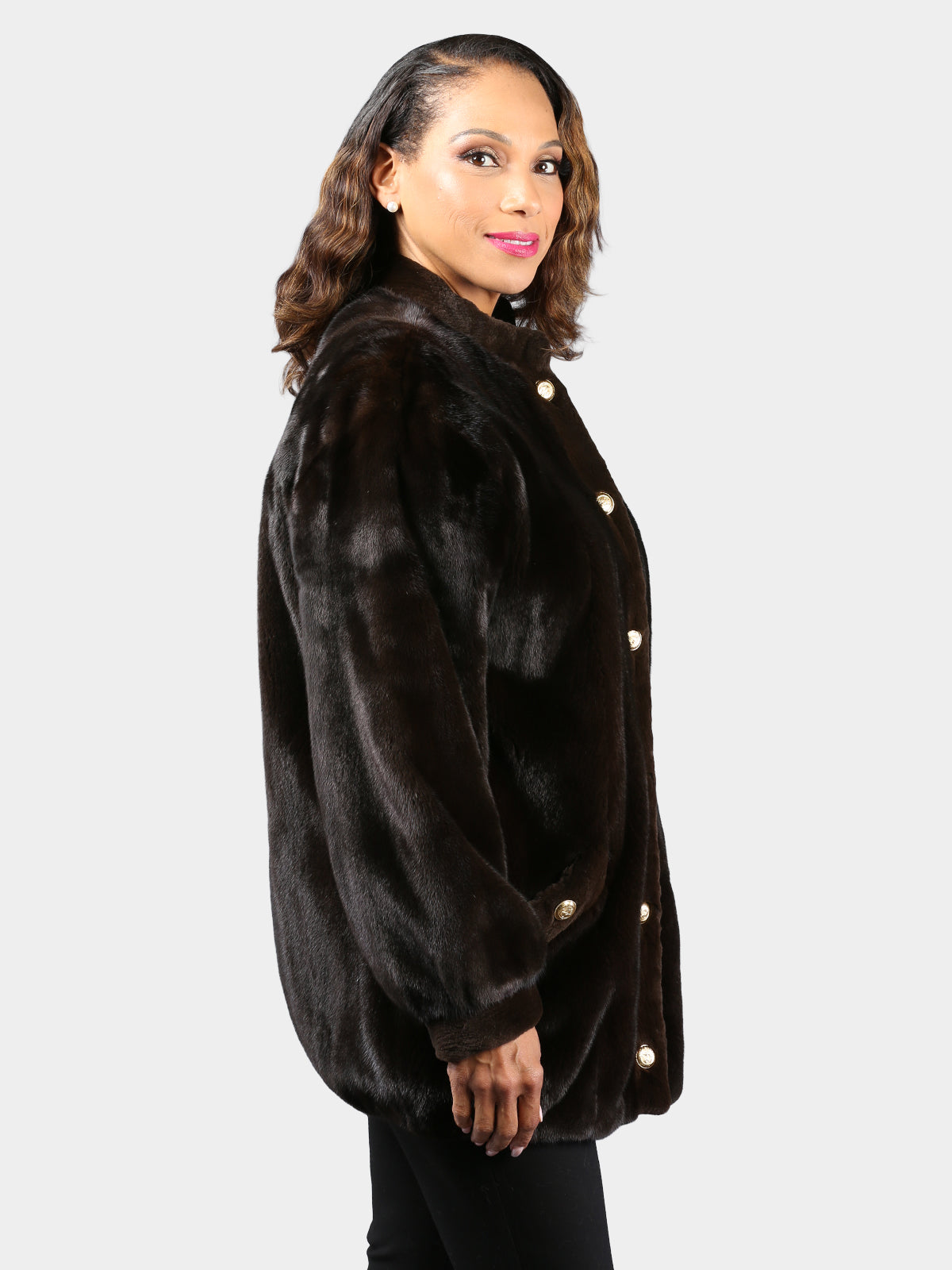 Woman's Natural Dark Mahogany Female Mink Fur Jacket