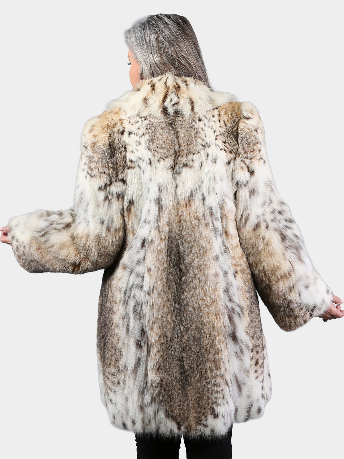 Woman's Natural Cat Lynx Fur 3/4 Coat