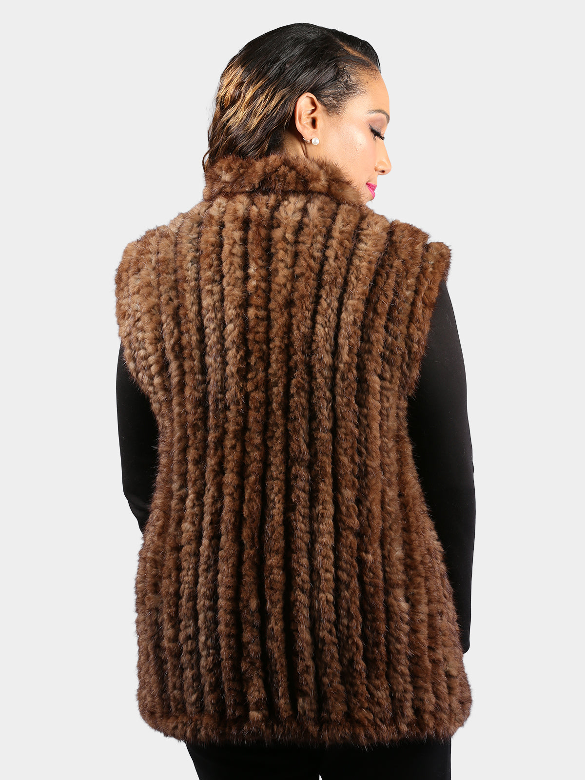 Woman's Natural Lunarain Knit Mink Fur Vest