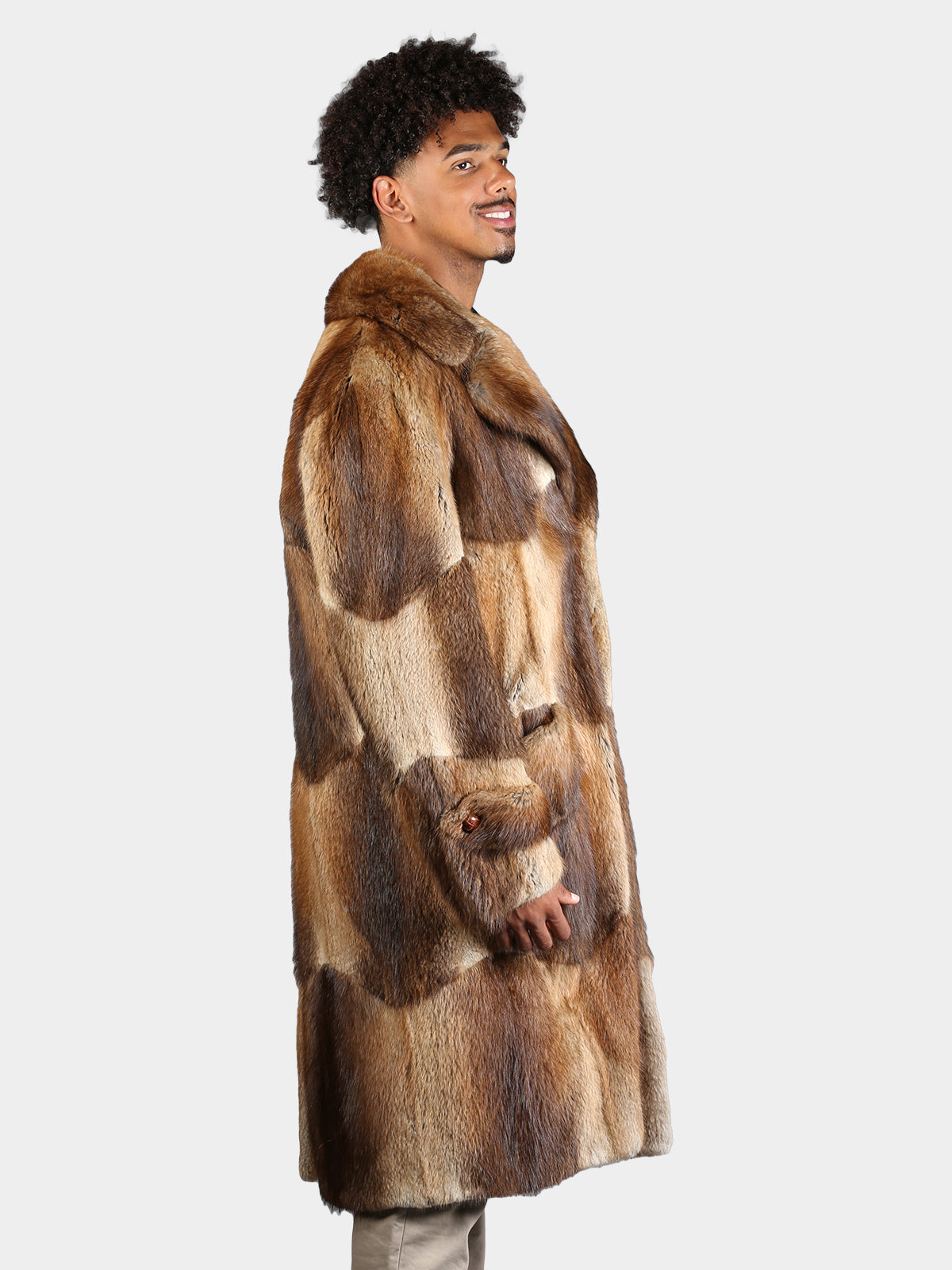 Man's Vintage Natural Muskrat Fur Coat