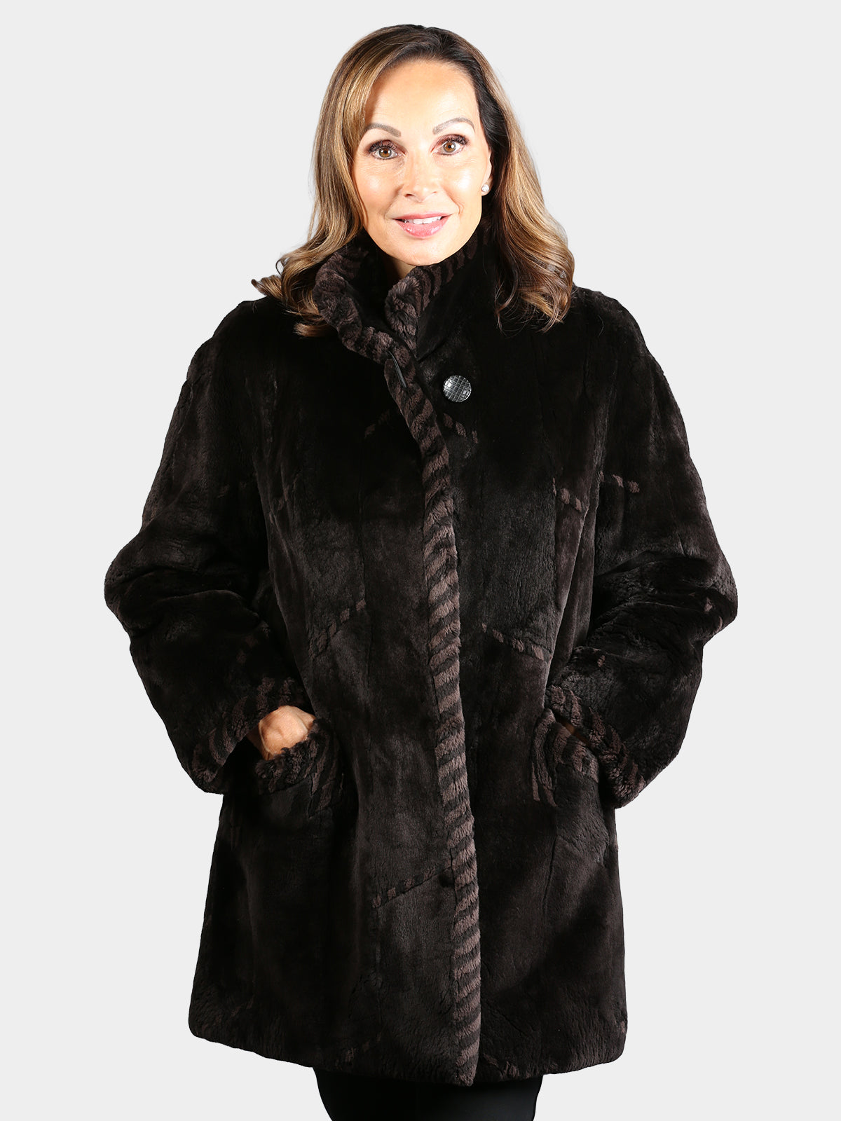 Woman's Dyed Matara Sheared Beaver Fur Jacket (Reversible)