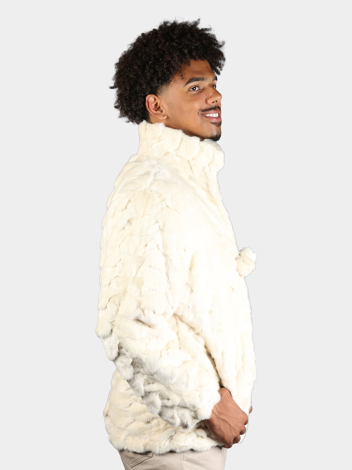 Man's Natural Tourmaline Sculptured Mink Fur Jacket