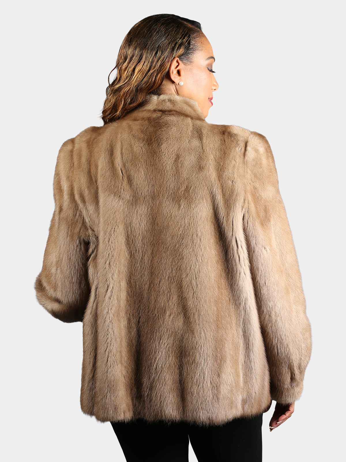 Woman's Plus Size Natural Pastel Mink Fur Jacket