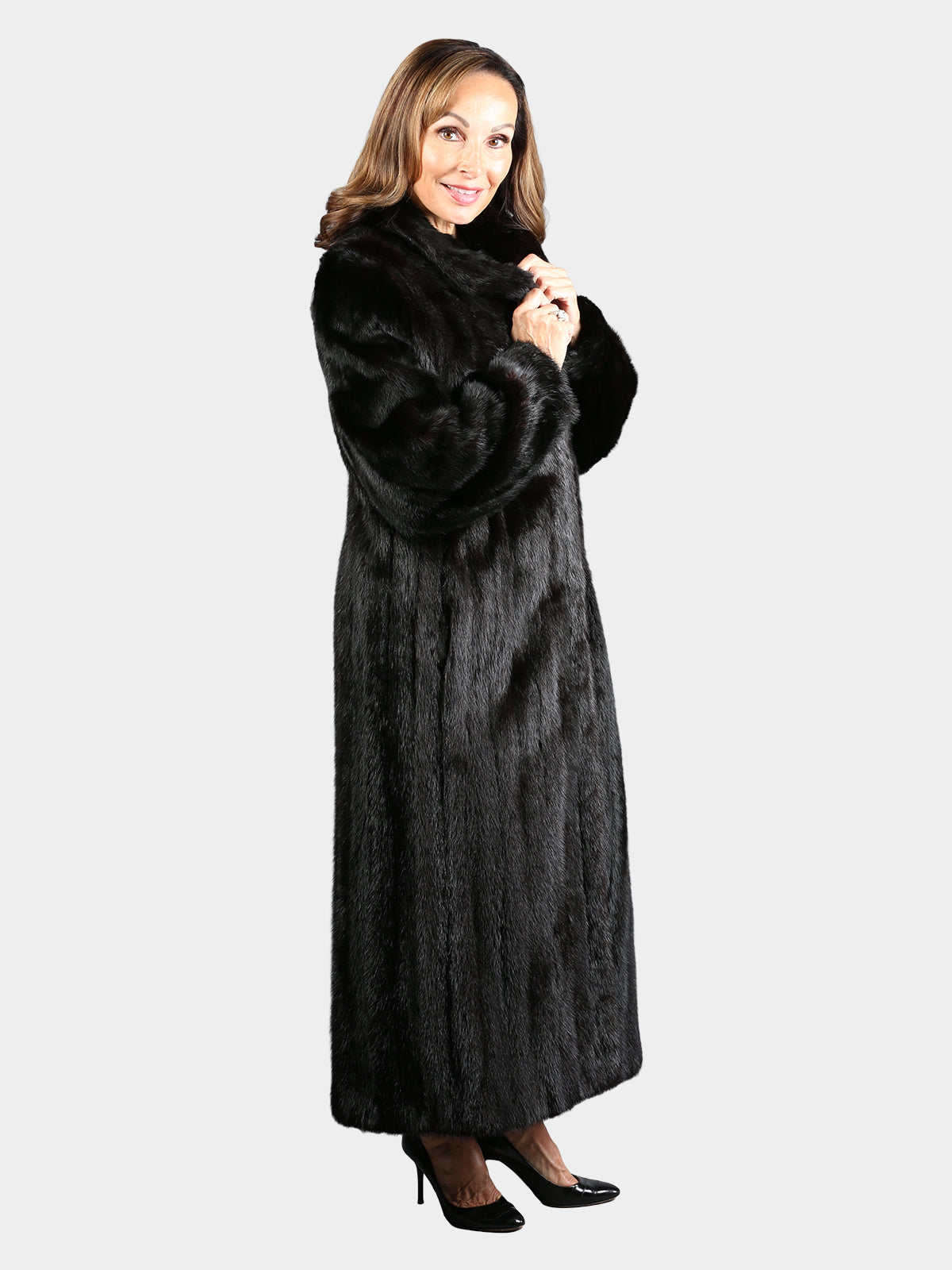 Woman's Dyed Black Mink Fur Coat