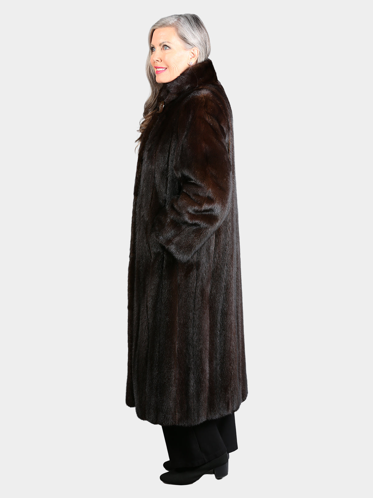 Woman's Natural Mahogany Mink Fur Coat (Reversible)