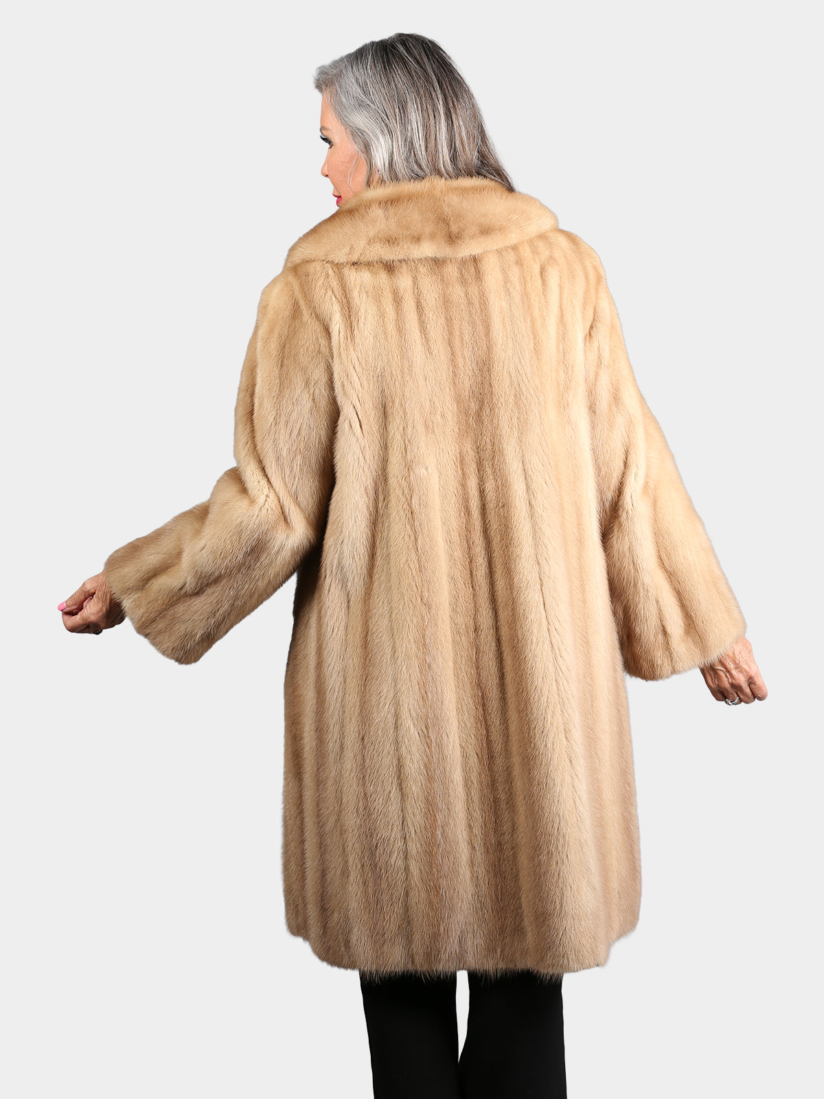Woman's Vintage Natural Pastel Female Mink Fur 7/8 Coat