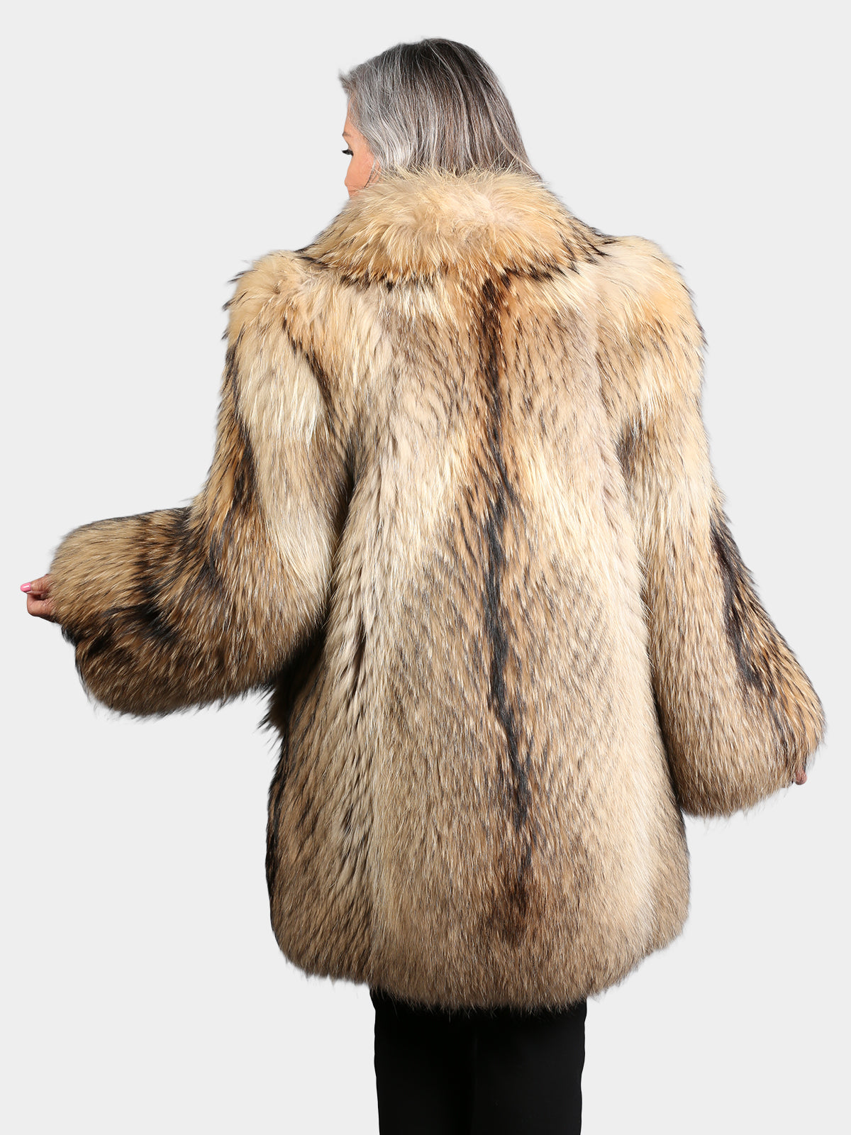 Woman's Natural Finnish Raccoon Fur Stroller