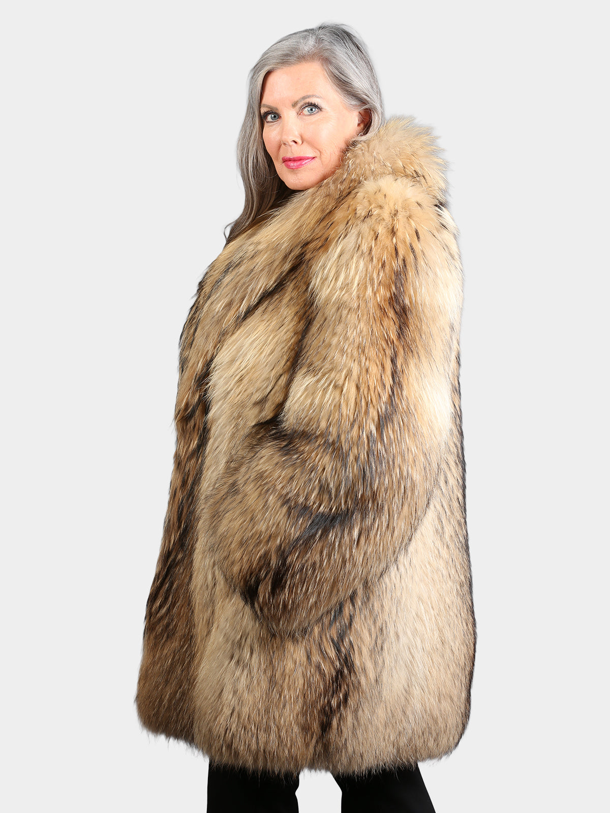 Woman's Natural Finnish Raccoon Fur Stroller