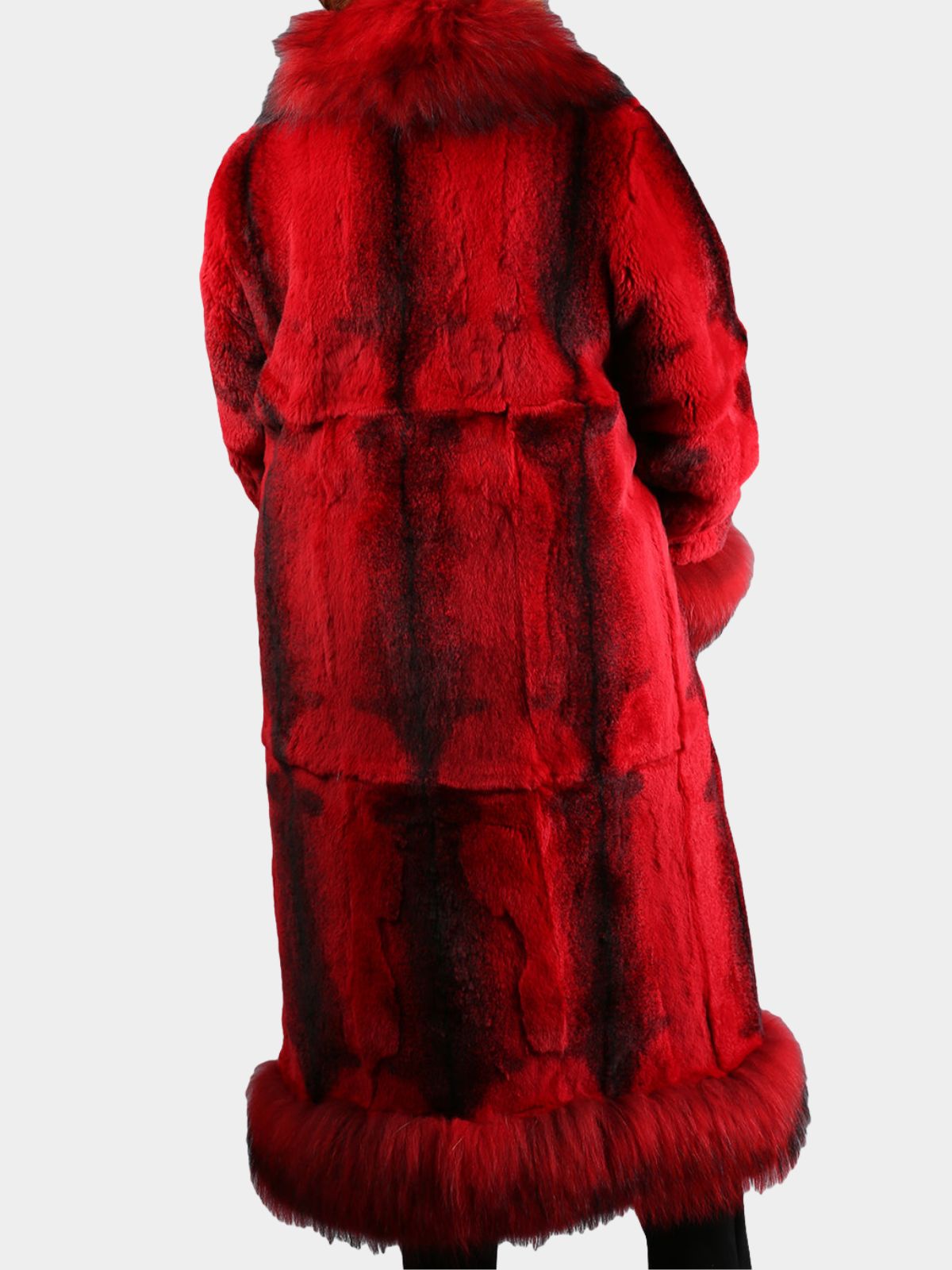 Women's Dyed Red Rex Rabbit Fur Coat