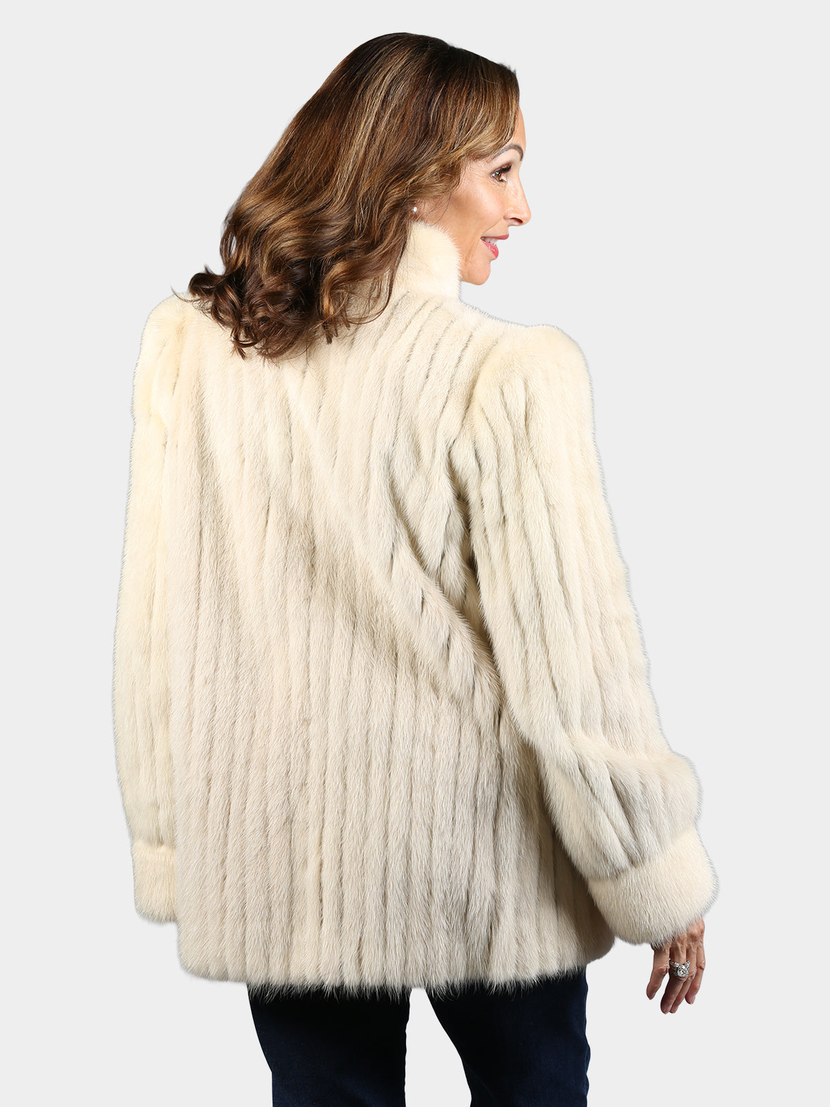 Woman's Natural Tourmaline Cord Cut Mink Fur Jacket