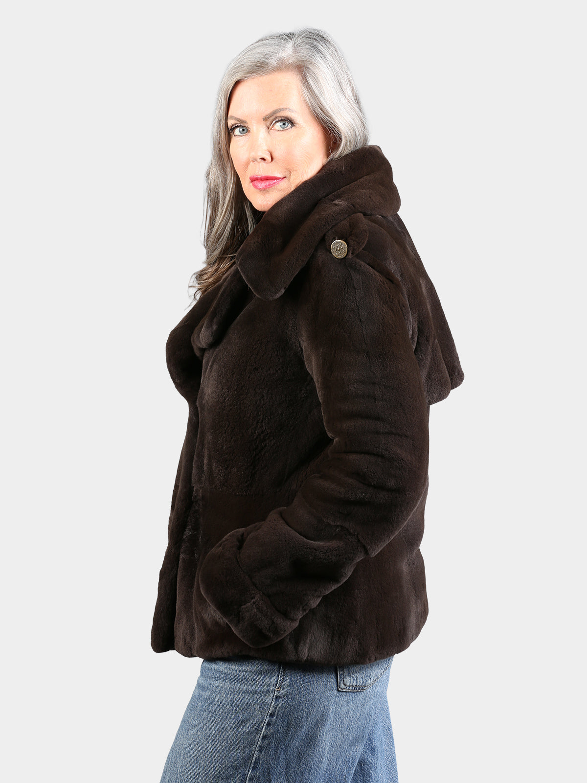 Woman's Dyed Brown Sheared Mink Fur Jacket