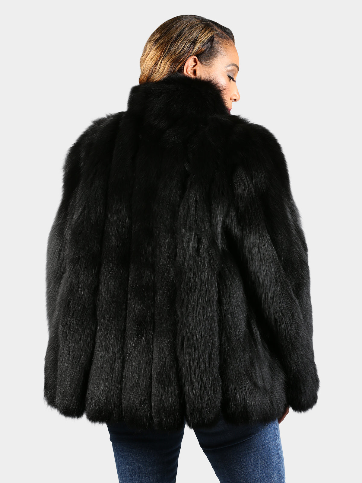 Woman's Dyed Black Fox Fur Jacket