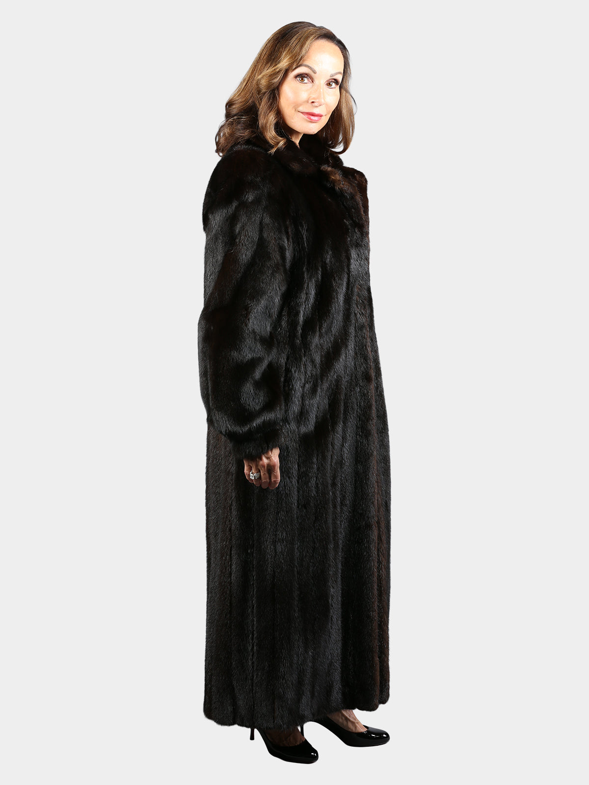 Woman's Natural Deepest Mahogany Mink Fur Coat