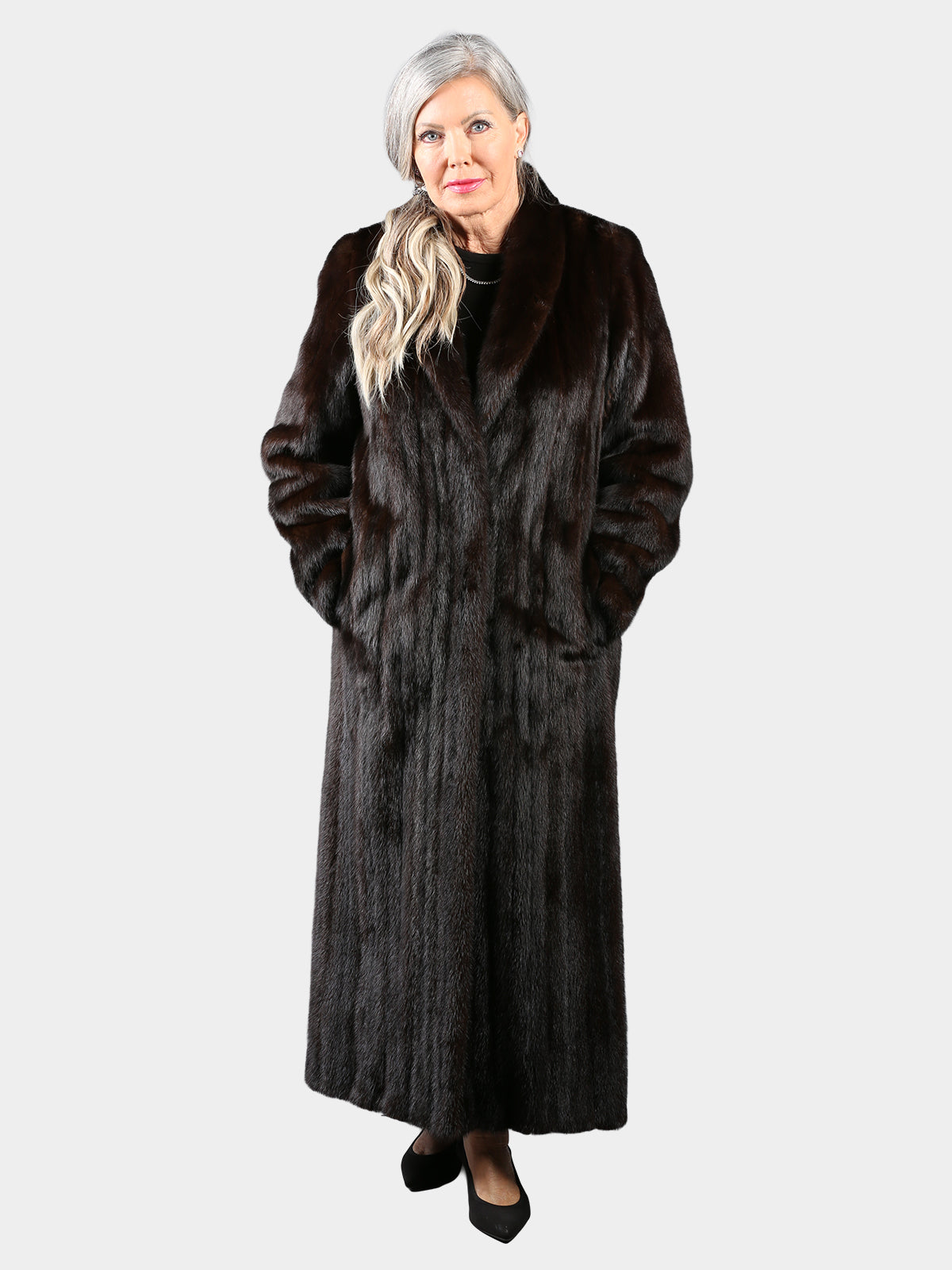 Woman's Mahogany Female Mink Fur Coat