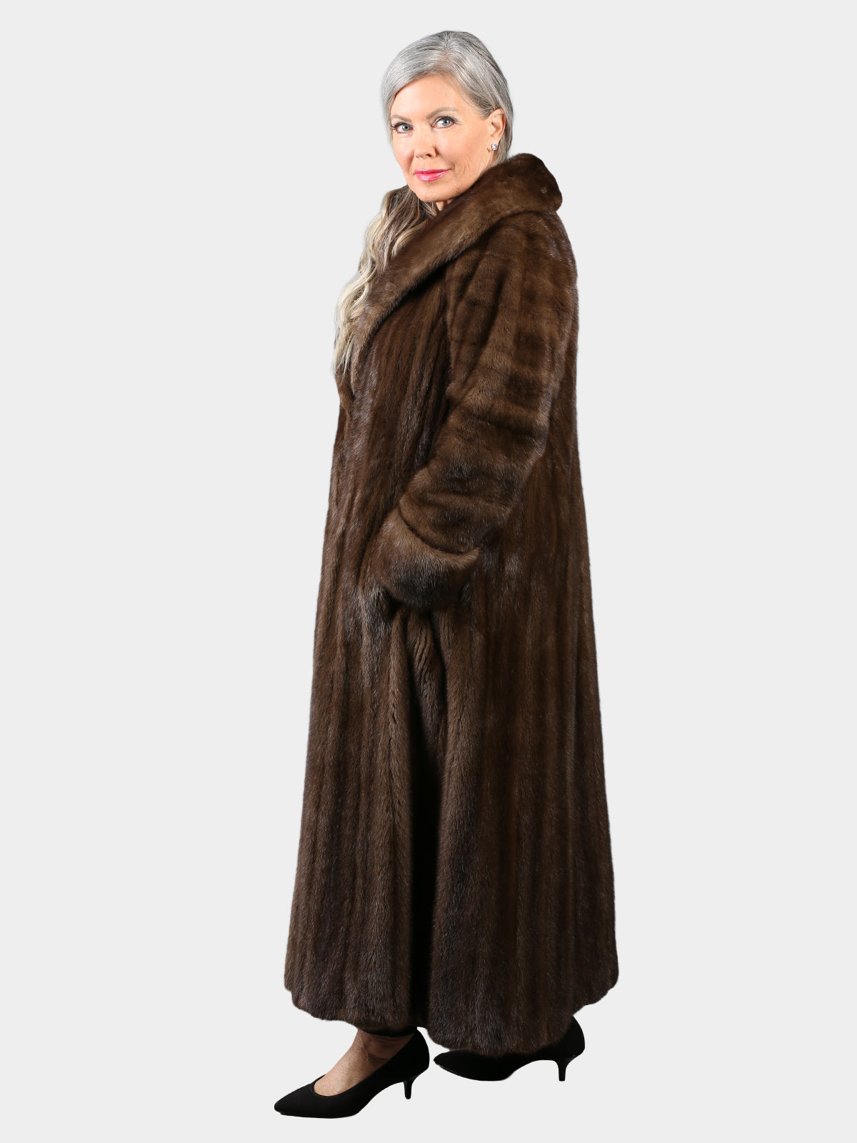 Woman's Mahogany Female Mink Fur Coat