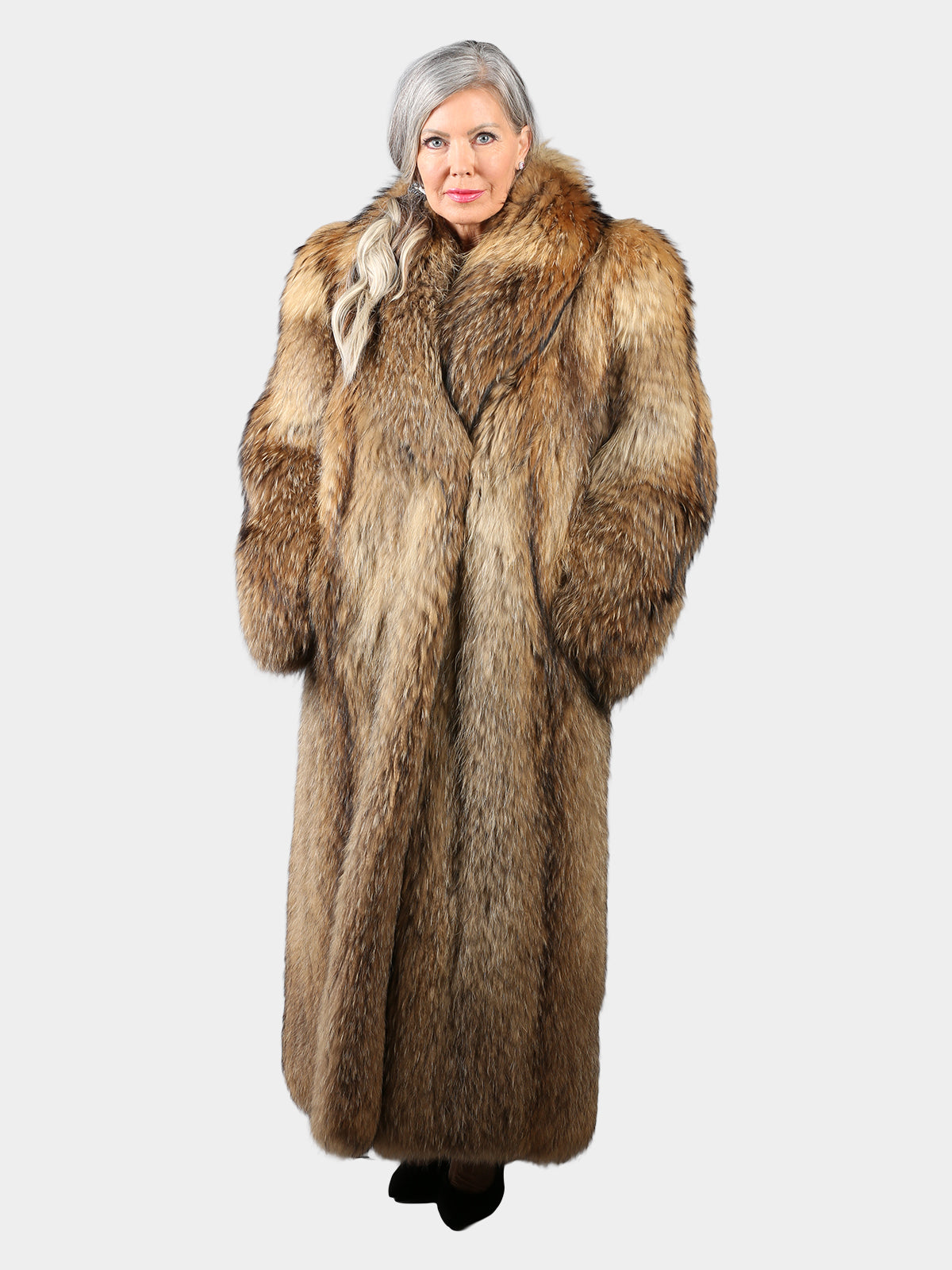 Woman's Natural Finn Raccoon Fur Coat